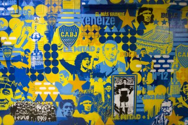 Buenos Aires, Arjantin - 20 Ocak 2018: Museo de la Pasion Boquense de La Boca, Buenos Aires, Arjantin detay. Müze Boca Juniors futbol kulübü için ayrılmış olduğunu.