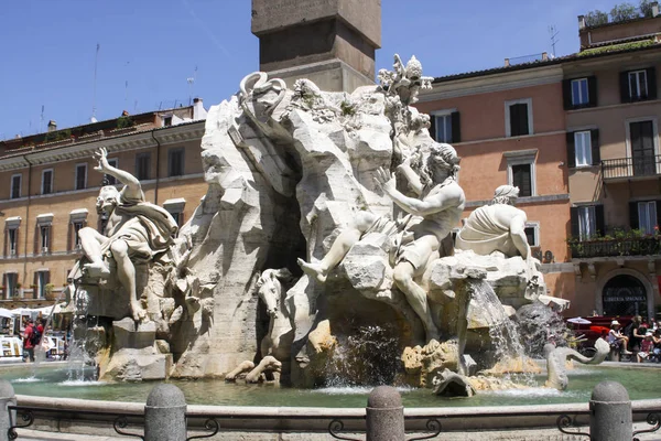 Roma Italia Junio 2012 Fontana Dei Quattro Fiumi Piazza Navona — Foto de Stock