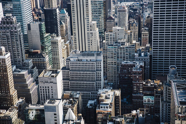 Aerial view at skyscrapers in New York City