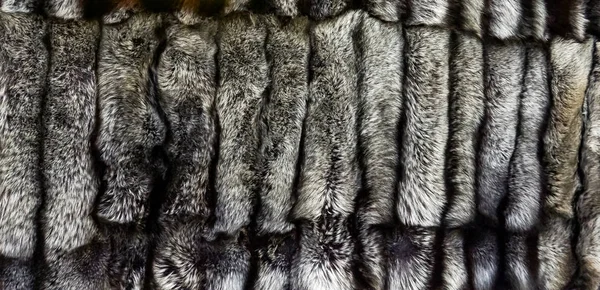 Närbild Naturliga Silver Räven Pälsfodrar — Stockfoto