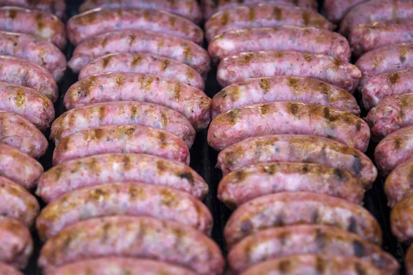 Close View Grilling Sausages Barbecue — Stock Photo, Image