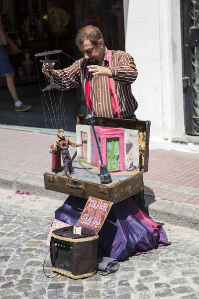 Buenos Aires Argentina January 2018 Unidentified Man Doing Puppet Show — Stock Photo, Image