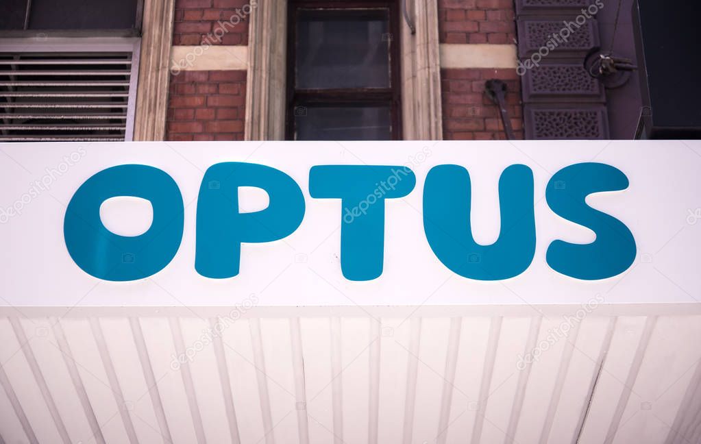 SYDNEY, AUSTRALIA - FEBRUARY 12, 2015: Detail of the Optus store in Sydney, Australia. Optus is the second largest telecommunications company in Australia