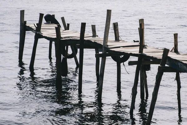 Vue Ancienne Jetée Bois Sur Lac Titicaca — Photo