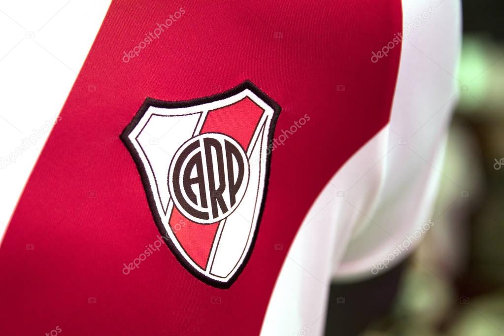 BUENOS AIRES, ARGENTINA - JANUARY 22, 2018: Detail from River Plate stadium in Buenos Aires, Argentina. River Plate is football club founded at 1901.