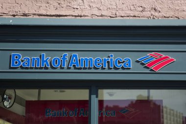 New York, Amerika Birleşik Devletleri - 30 Ağustos 2017: Ayrıntı, Bank of America New York ofisinde. Sabit kıymetlerin 2 Bu ABD'de en büyük bankaların listesi üzerinde sıralanır