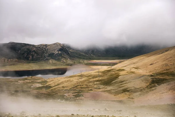 Vista Laguna Milluni Entre Paz Chalcaltaya Bolivia — Foto de Stock