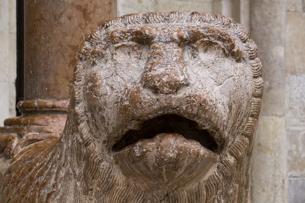 Vista Escultura León Con Rezo Frente Duomo Módena Italia — Foto de Stock