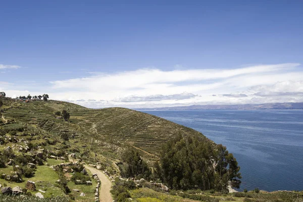 Pohled Isla Del Sol Jezeře Titicaca Bolívii — Stock fotografie