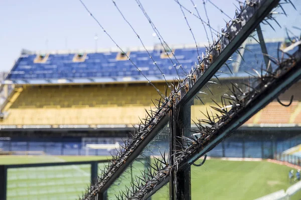 Nahaufnahme Detail Der Sitze Auf Dem Fußballstadion — Stockfoto