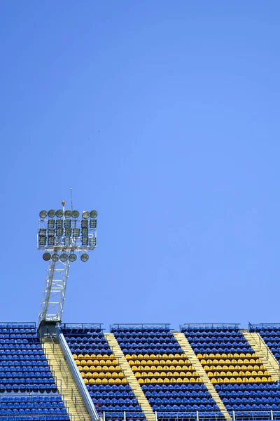 Nahaufnahme Detail Der Sitze Auf Dem Fußballstadion — Stockfoto