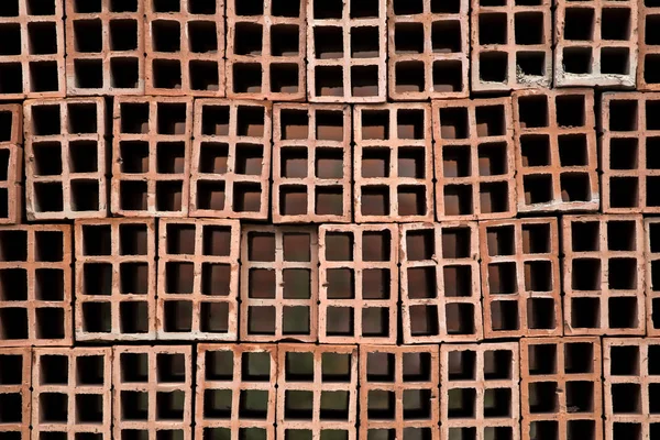 Bekijken Van Stapel Bakstenen Met Gaatjes — Stockfoto