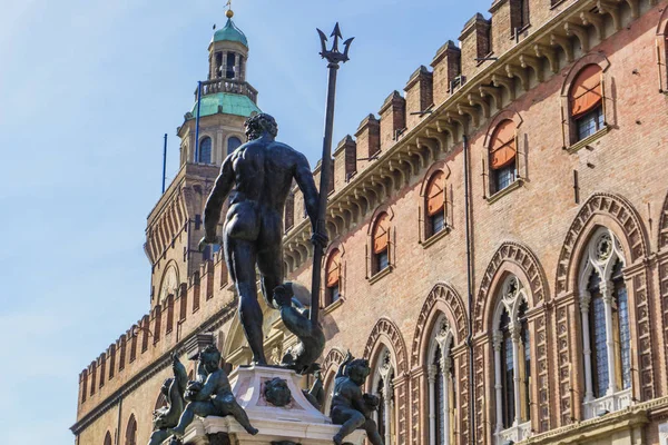 Nézd Meg Szökőkút Neptune Bologna Olaszország — Stock Fotó