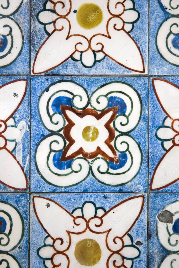 Detail from draditional decorative tiles from La Paz, Bolivia