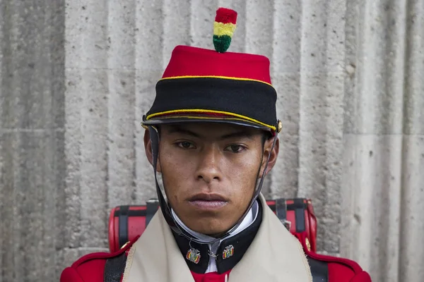 Paz Bolivia January 2018 Unidentified Soldier Mausoleum Marshal Andres Santa — Stock Photo, Image