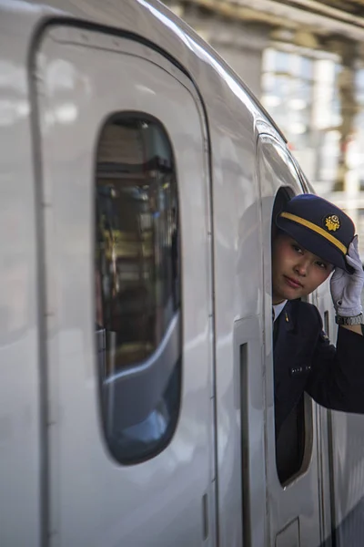 Osaka Japón Octubre 2016 Mujer Identificada Tren Del Grupo Ferrocarriles — Foto de Stock