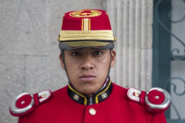 Paz Bolivia January 2018 Unidentified Soldier Mausoleum Marshal Andres Santa — Stock Photo, Image