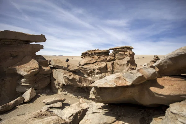 Formacje Skalne Dali Pustynia Boliwii Eduardo Avaroa Andyjski Fauny Rezerwat — Zdjęcie stockowe