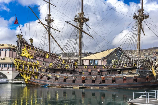 Genoa Itália Março 2018 Galeão Neptun Porto Antico Génova Itália — Fotografia de Stock