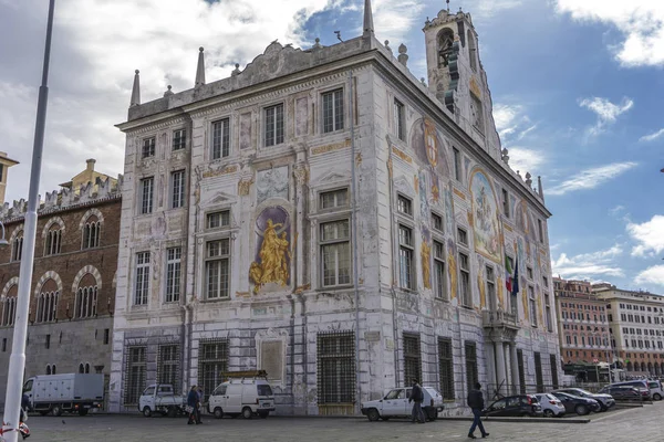 意大利热那亚 2018年3月9日 在意大利热那亚的圣乔治宫观看 宫殿建于 1260年 Refrescoed 第十九世纪末的门面 — 图库照片