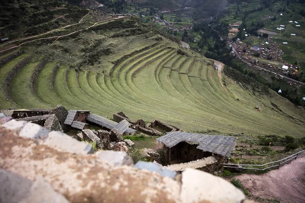 Mezőgazdasági Teraszok Szent Völgy Pisac Peru — Stock Fotó