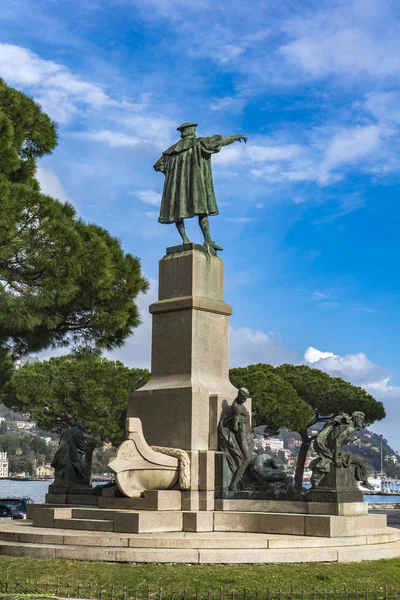 Blick Auf Das Denkmal Für Christopher Columbus Rapallo Italien — Stockfoto