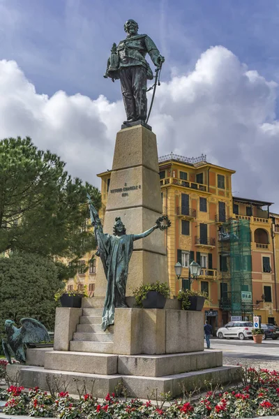 Santa Margherita Ligure Března 2018 Pomník Viktor Emanuel Santa Margherita — Stock fotografie