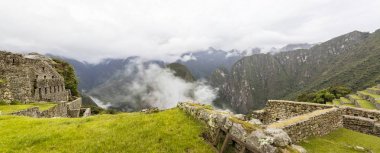 Aerial view at Machu Picchu ruins in Peru clipart