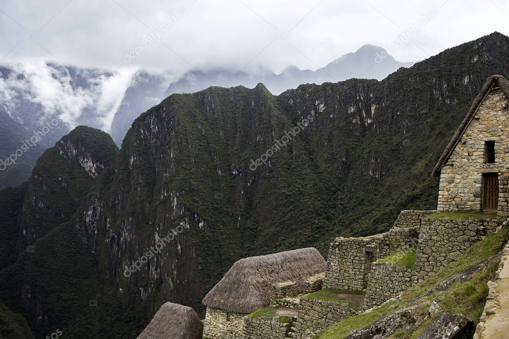 Detail of the Machu Picchu Inca citadel in Peru