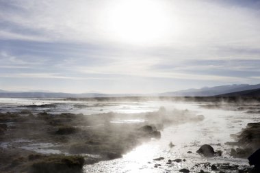 Aguas terrmales de Polques Bolivya Eduardo Avaroa and Fauna Ulusal rezerv