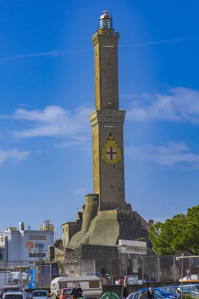 Genoa Itália Março 2018 Vista Farol Gênova Itália Este Símbolo — Fotografia de Stock