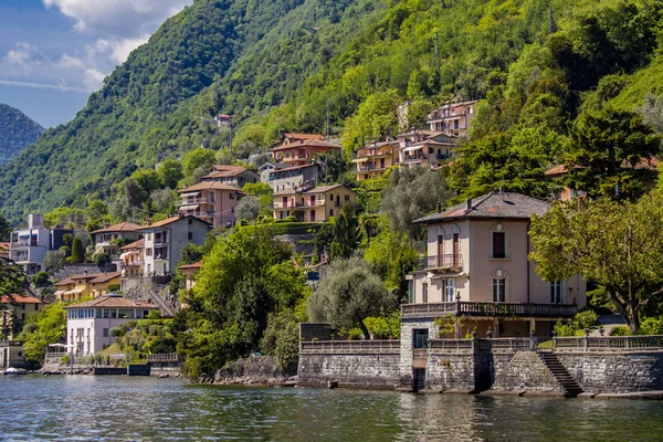 Vista Sulla Città Sala Comacina Sul Lago Como Italia — Foto Stock