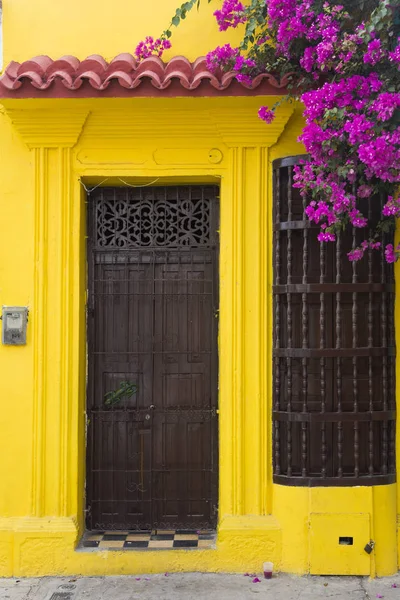 Blick Auf Typisch Lateinamerikanische Kolonialfenster Cartagena Kolumbien — Stockfoto