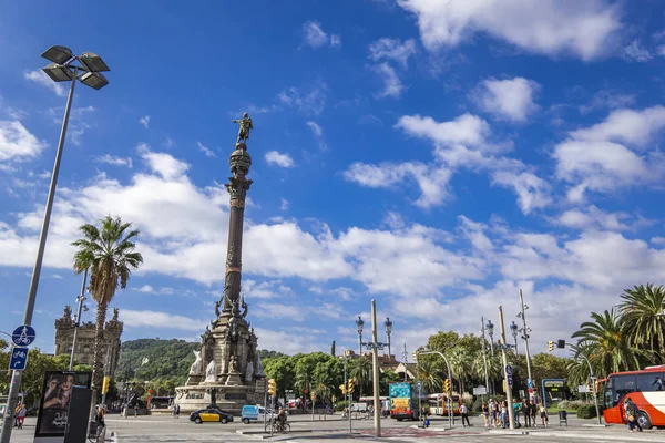 Barcelona Spanien October 2019 Uidentificerede Mennesker Ved Monument Christopher Columbus - Stock-foto