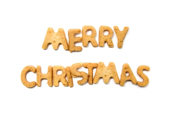Alphabet Cake Letters Text Merry Christmas Isolated White Background — Stock Photo, Image