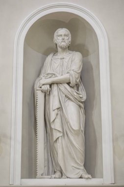 San Marino - 16 Şubat 2018: Basilica di San Marino 'nun İçi. 1838 yılında San Marino Cumhuriyeti 'nde kurulmuş bir Katolik kilisesidir..