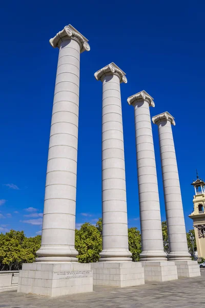 Las Cuatro Columnas Barcelona España Estas Columnas Jónicas Son Uno — Foto de Stock