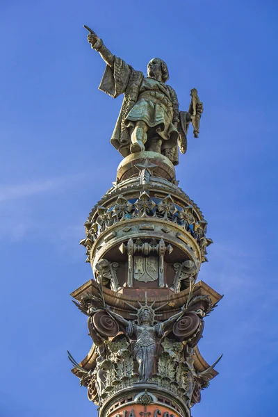 Monument Christopher Columbus Barcelona Katalonien Spanien — Stockfoto