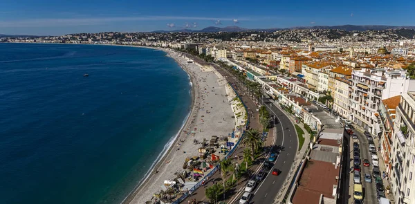 Panoramisch Uitzicht Vanuit Lucht Stranden Van Nice Frankrijk — Stockfoto