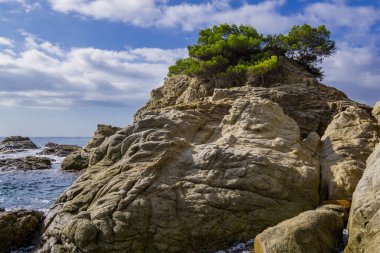 İspanya Katalonya 'nın Lloret de Mar kasabası yakınlarındaki Costa Brava tatil beldesi.