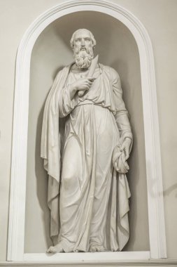 San Marino - 16 Şubat 2018: Basilica di San Marino 'nun İçi. 1838 yılında San Marino Cumhuriyeti 'nde kurulmuş bir Katolik kilisesidir..