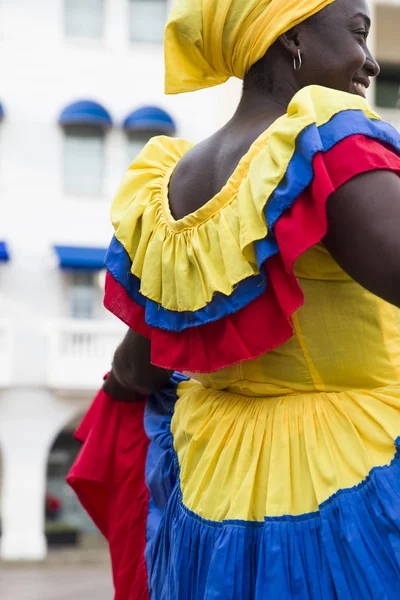 Cartagena Colombia September 2019 Unidentified Palenquera Fruit Seller Lady Street — Stock Photo, Image