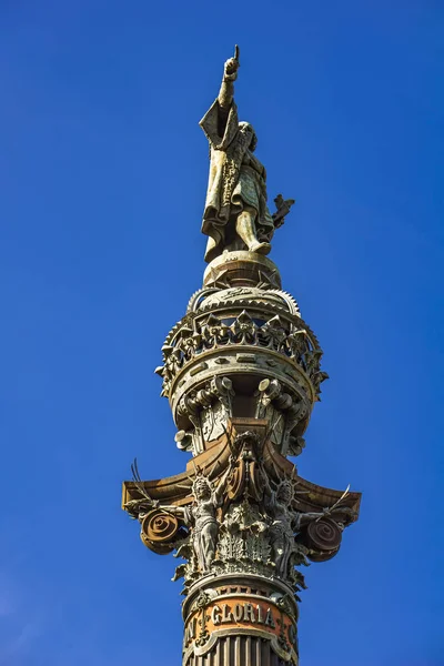 Monument Christopher Columbus Barcelona Katalonien Spanien — Stockfoto
