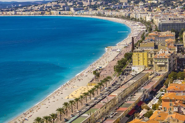 Panoramatický Letecký Výhled Pláže Nice Francie — Stock fotografie