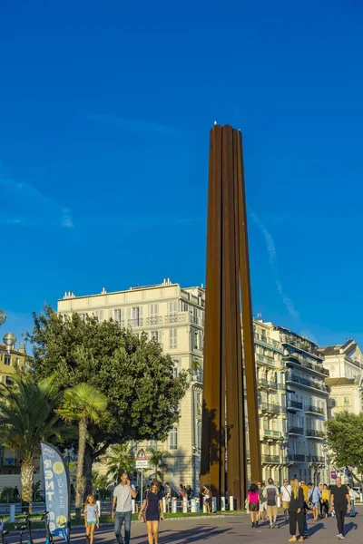 Nice Frankrijk Oktober 2019 Unidentified People Neuf Lignes Obliques Monument — Stockfoto