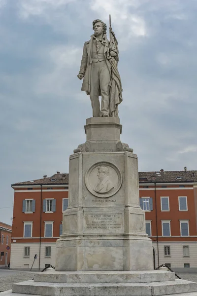 Modena Italia Febrero 2018 Escultura Del Patriota Italiano Ciro Menotti — Foto de Stock