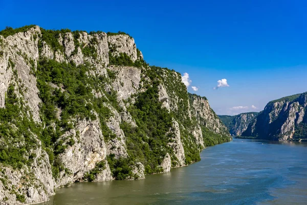 View at Danube river in the Iron Gates also known as Djerdap gorges in Serbia