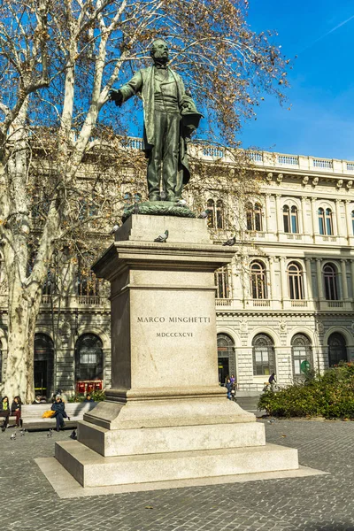 Bologna Italië Februari 2018 Bronzen Beeld Van Italiaanse Staatsman Marco — Stockfoto