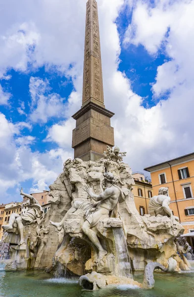 Fontana Dei Quattro Fiumi Piazza Navona Roma Itália Desenhada Por — Fotografia de Stock