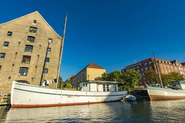 Ver Los Barcos Canal Christianshavn Copenhague Dinamarca — Foto de Stock